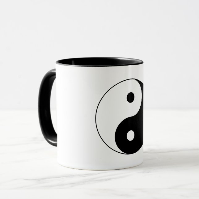 Caneca Yin-Yang preto e branco (Frente Esquerda)
