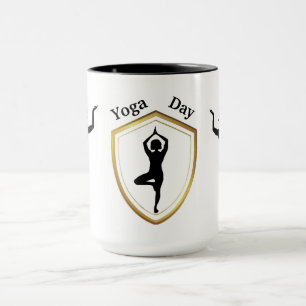 Caneca Yoga Day Black Silhouettes Mug
