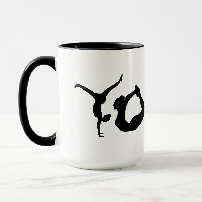 Caneca Yoga - Letra Posições Pretas Silhuettes Mug (Esquerda)