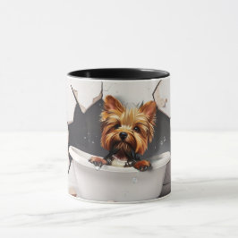 Caneca Yorkshire Terrier Bath Time - Adorável Mug 3D