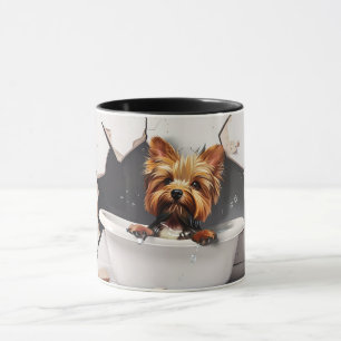 Caneca Yorkshire Terrier Bath Time - Adorável Mug 3D