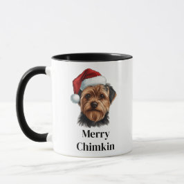 Caneca Yorkshire Terrier Chapéu de Papai Noel Cachorro de