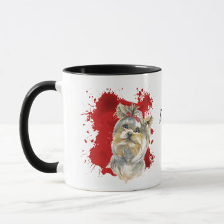 Caneca Yorkshire Terrier Dog Red Abstrato