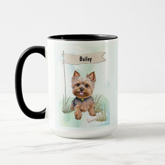 Caneca Yorkshire Terrier Watercolor Personalized Dog (Esquerda)