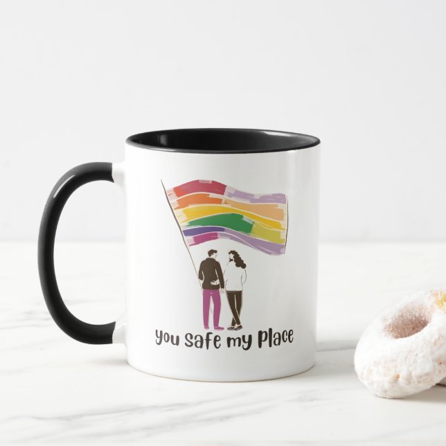 Caneca You Are My Safe Place – LGBTQ Pride Love Sticker (Com Donut)