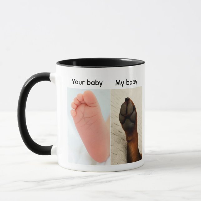 Caneca Your Baby vs My Baby Dog Paw Meme (Esquerda)