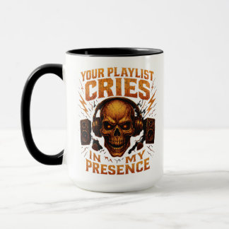 Caneca Your Playlist Cries Skull Headphone Music