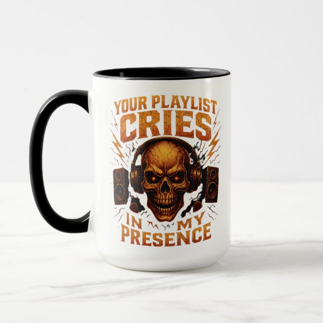Caneca Your Playlist Cries Skull Headphone Music (Esquerda)