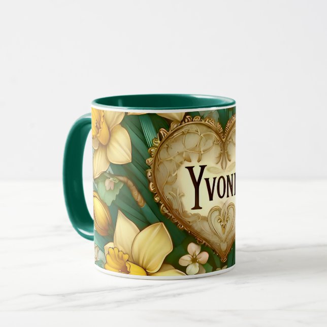 Caneca YVONNE ~ Mug personalizou ~ daffodils ~ (Frente Esquerda)