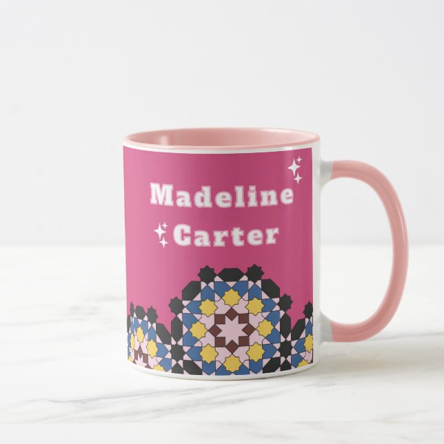 Caneca Z9-Rosa & Elegância Geométrica (Direita)