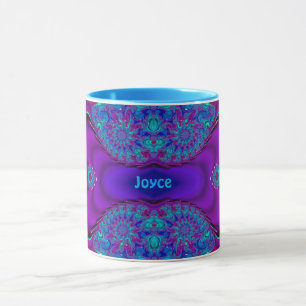Caneca ~ Zany 3D ~ Blue, Green and Purple Mug JOYCE
