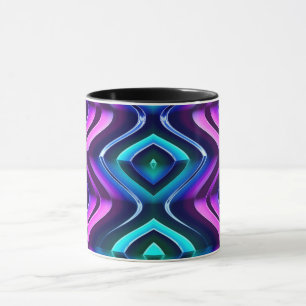 Caneca ~ Zany 3D Fractal ~ Purple Aqua Black ~