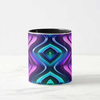 Caneca ~ Zany 3D Fractal ~ Purple Aqua Black ~