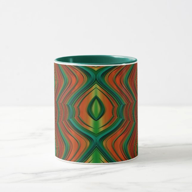 Caneca ~ Zany 3D Fractal ~ Verde Vermelho Amarelo (Centro)