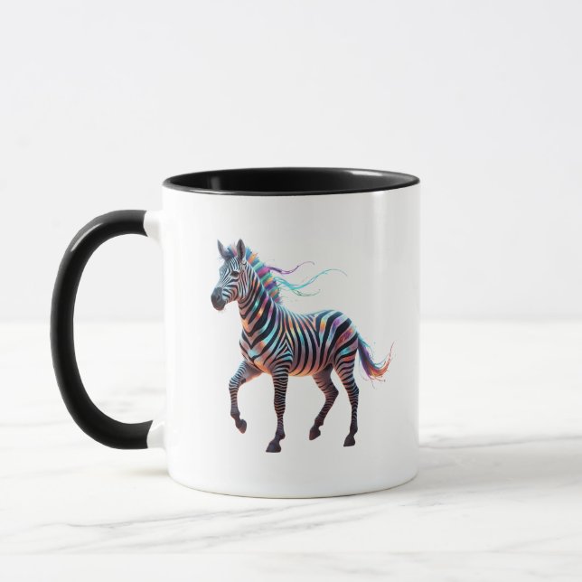Caneca Zebra Fantasia Neon Arco-Íris (Esquerda)