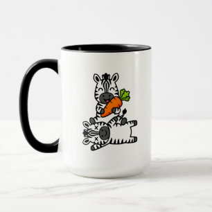 Caneca Zebra Feliz e Fofo com Cenoura Desenho Animado Div
