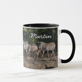 Caneca Zebra Herd Personalize Nome Black Interior Present
