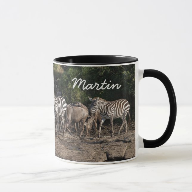 Caneca Zebra Herd Personalize Nome Black Interior Present (Direita)