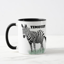 Caneca Zebra na ilustração realista da grama