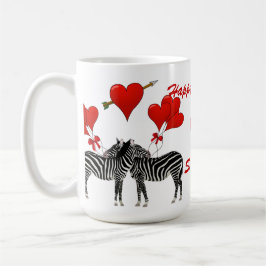 Caneca zebra romântica ama Namorados cardíacos