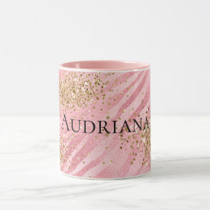 Caneca Zebra Rosa Dourada Glitzy Brilhante