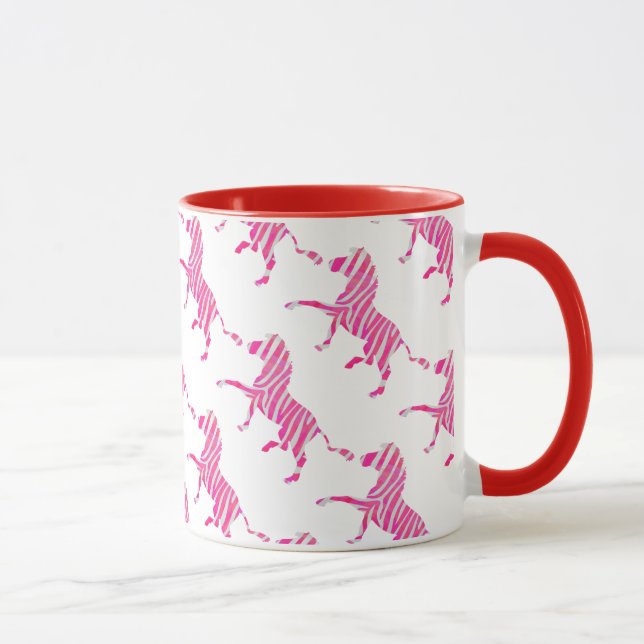 Caneca Zebra Rosa Quente e Silhueta Branca (Direita)