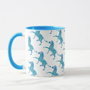 Caneca Zebra Silhouette Azul e Branco