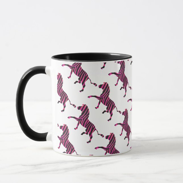 Caneca Zebra Silhouette Impressão preto e rosa quente (Esquerda)