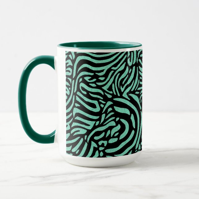 Caneca Zebra Verde-Teal Stripes (Esquerda)