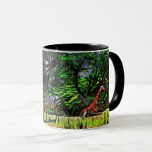 Zebras e Girafa Café Mug