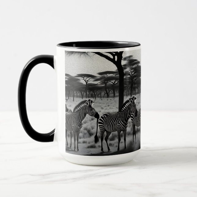 Caneca Zebras Na África - Tinta Petrolífera, Mug De Café (Esquerda)