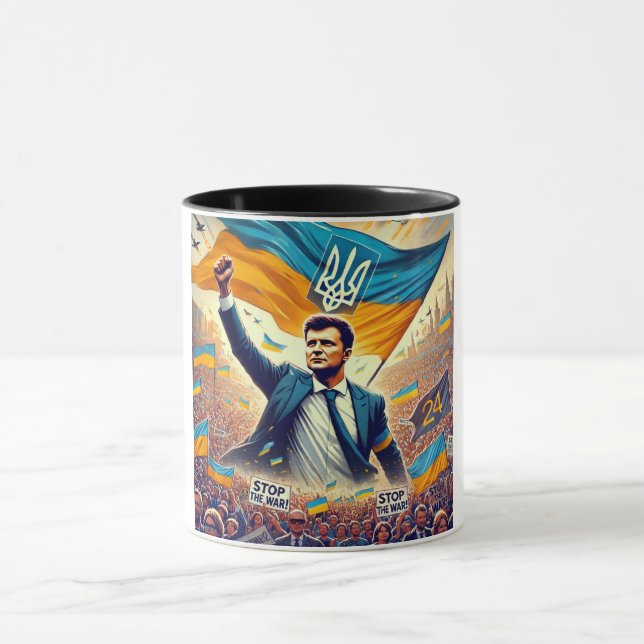Caneca Zelenskyy liderando a revolução na Ucrânia (Centro)