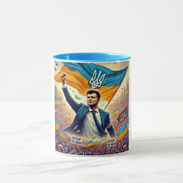 Caneca Zelenskyy Ucrânia apoia Café Mug (Centro)