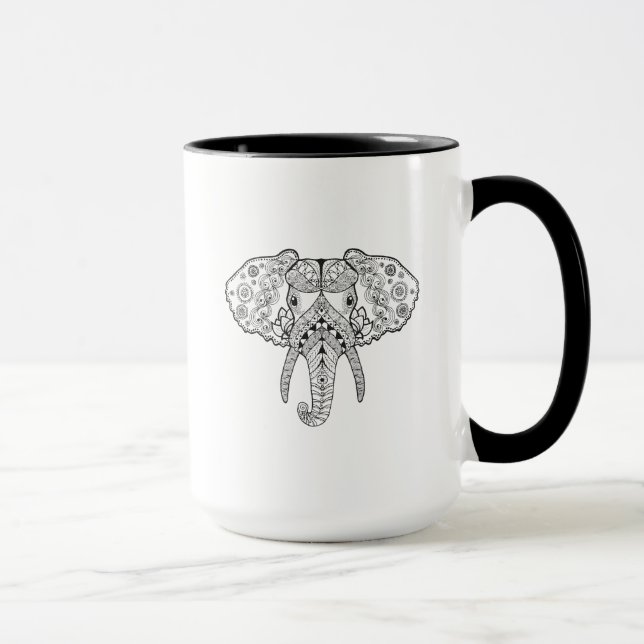 Caneca Zentangle inspirou o elefante (Direita)