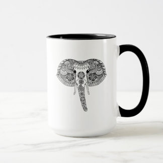 Caneca Zentangle inspirou o elefante indiano