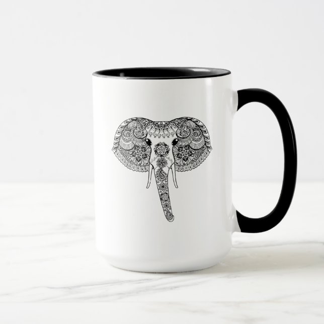 Caneca Zentangle inspirou o elefante indiano (Direita)