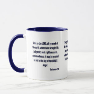 Caneca Zephaniah 2:3 Bíblia KJV Verso Mug De Dois Tonelad
