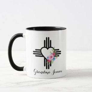 Caneca Zia Heart com Flores de Café Presente Personalizad