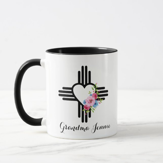 Caneca Zia Heart com Flores de Café Presente Personalizad (Esquerda)
