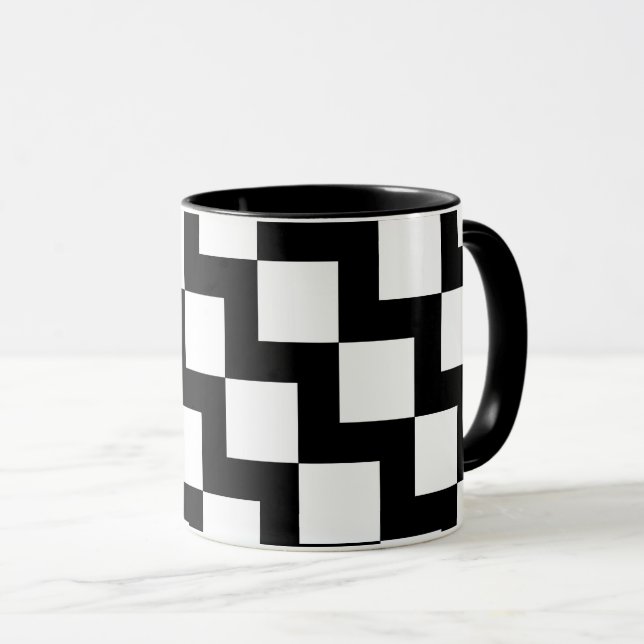 Caneca ZigZag branco preto (Frente Esquerda)