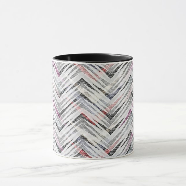 Caneca Zigzag, geométrico, cinzas, lilás, rosa, preto, fa (Centro)