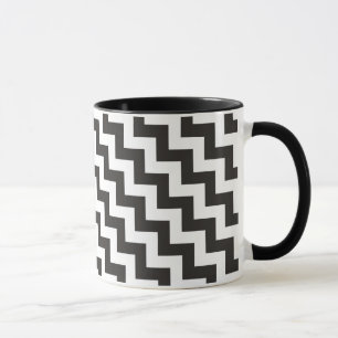 Caneca Zigzags Ringer Mug, Black and White Chevrons