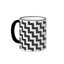 Zigzags Ringer Mug, Black and White Chevrons