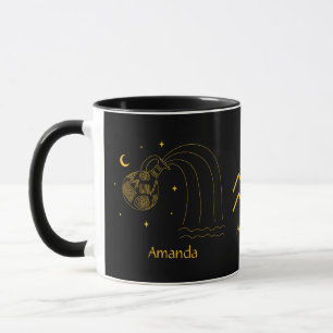 Caneca Zodiac Aquarius - Ouro Amarelo Personalizável Mug