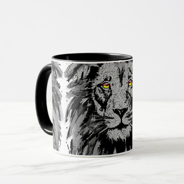 Caneca Zodiac Leo - Desenho De Retrato De Leão - Rosto De (Frente Esquerda)