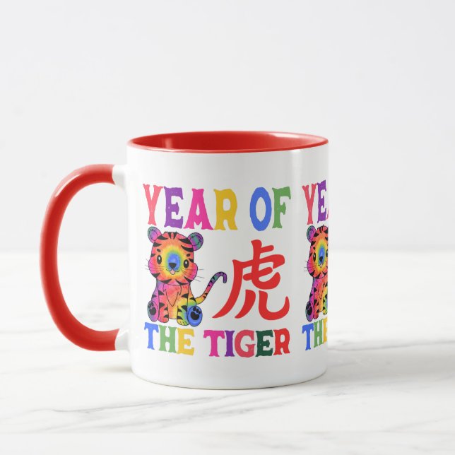 Caneca Zodíaco Chinês - Ano do Tigre no Arco-Íris (Esquerda)