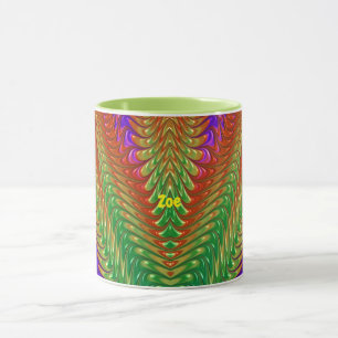 Caneca ZOE ~ Zany 3D ~ Verde, Vermelho, Laranja e Roxo