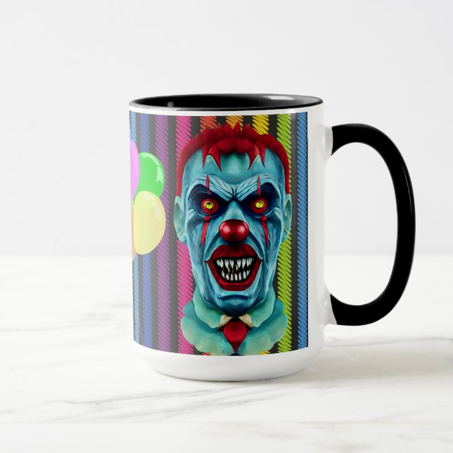 Caneca Zombie, Assassino Assustador, Palhaçou Arte (Direita)