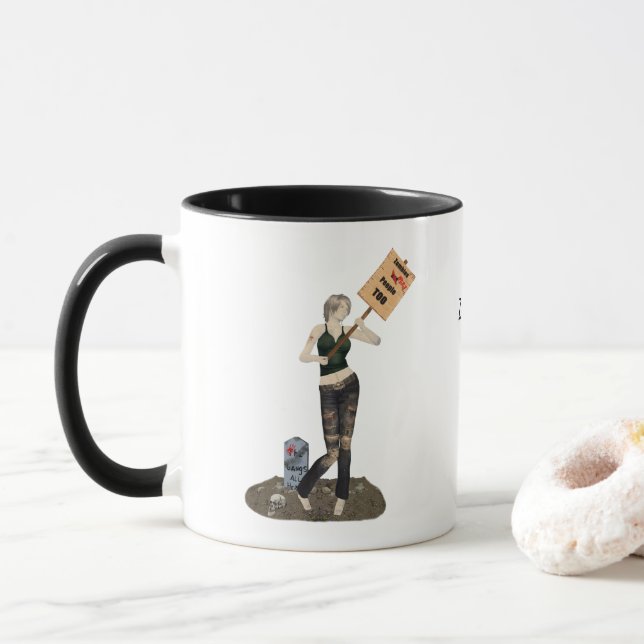 Caneca Zombie Pin Up Girl Protest II Coffee Mug (Com Donut)