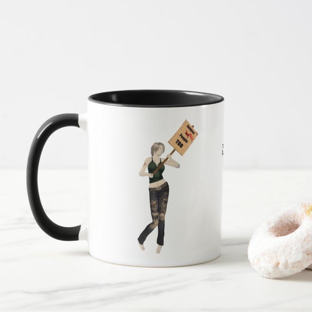 Caneca Zombie Pin Up Girl Protesto Eu Café Mug (Com Donut)